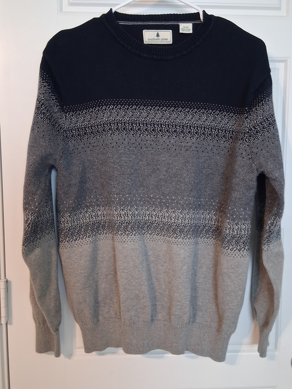 Men's Crewneck Sweater in Navy Blue - 100% Cotton